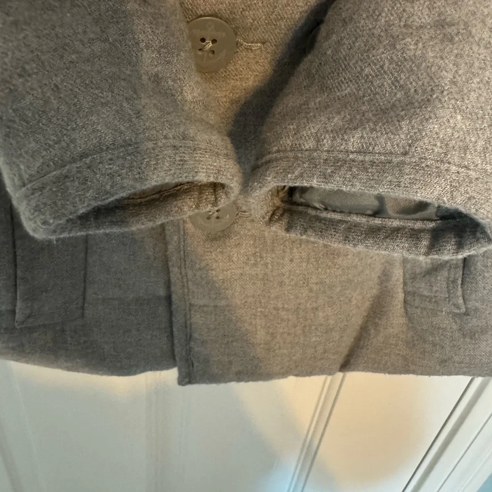 Baby GAP Gray Pea Coat 100% cotton very soft 12 - 18 months removable plaid blue
